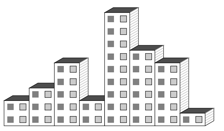 9. Ładny widok W nowym projekcie urbanistycznego miasta zapisano, że każdy szereg nowych budynków musi mieć następującą własność estetyczną: sąsiednie budynki mają różnić się co do wysokości