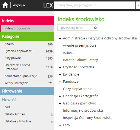 W przypadku korzystania z kilku produktów dostępne są wszystkie indeksy ułatwiające korzystanie z zawartości programów.