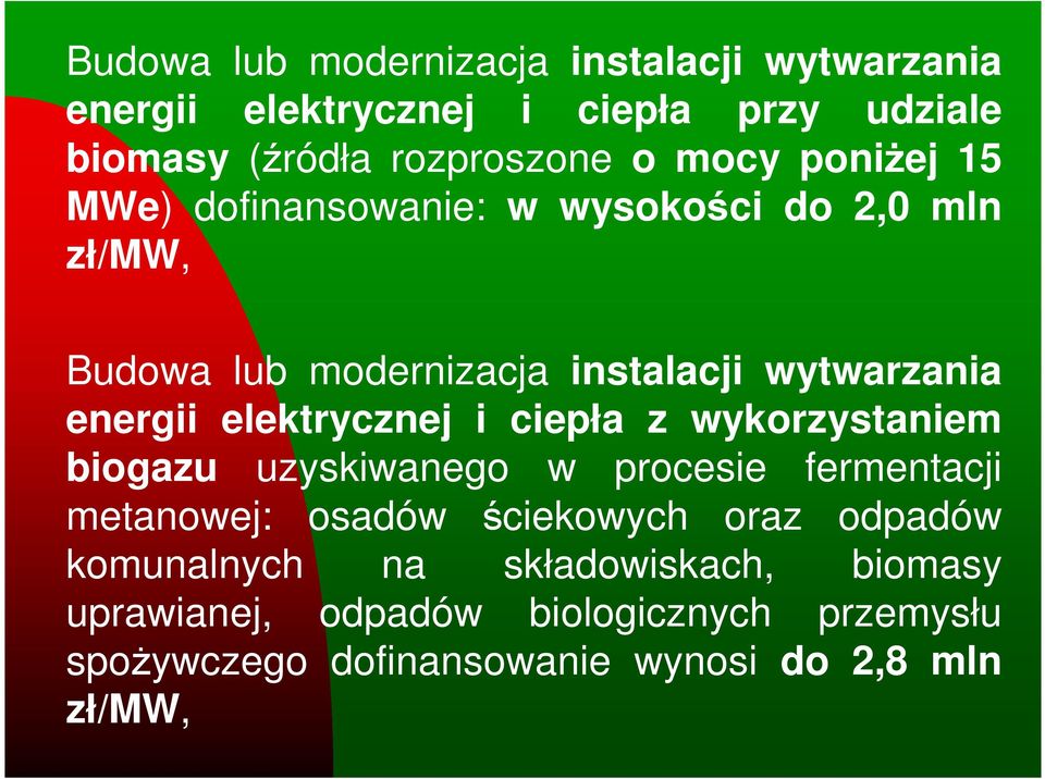 elektrycznej i ciepła z wykorzystaniem biogazu uzyskiwanego w procesie fermentacji metanowej: osadów ściekowych oraz odpadów