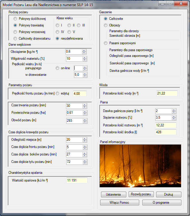 Rysunek 8 Wyniki obliczeń modelowego rozprzestrzeniania