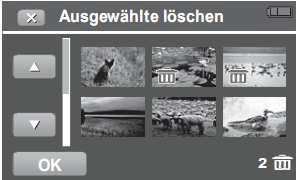 Korzystanie z funkcji usuwania 1. W trybie odtwarzania dotknąć symbolu w celu wyświetlenia menu odtwarzania. 2. W celu wyświetlenia opcji usuwania dotknąć obszaru Usuwanie. 3.