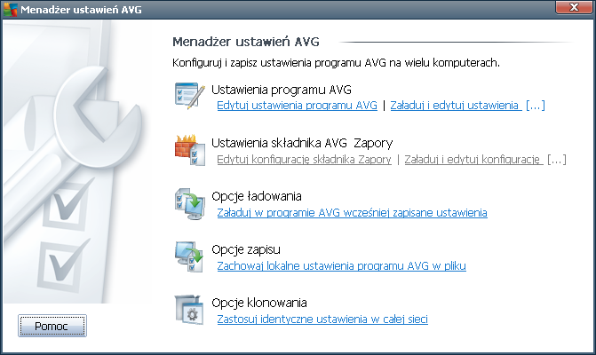 8. Menedżer ustawień AVG Menedżer ustawień systemu AVG to narzędzie odpowiednie przede wszystkim dla mniejszych sieci, pozwalające na kopiowanie, edycję i dystrybucję konfiguracji systemu AVG.