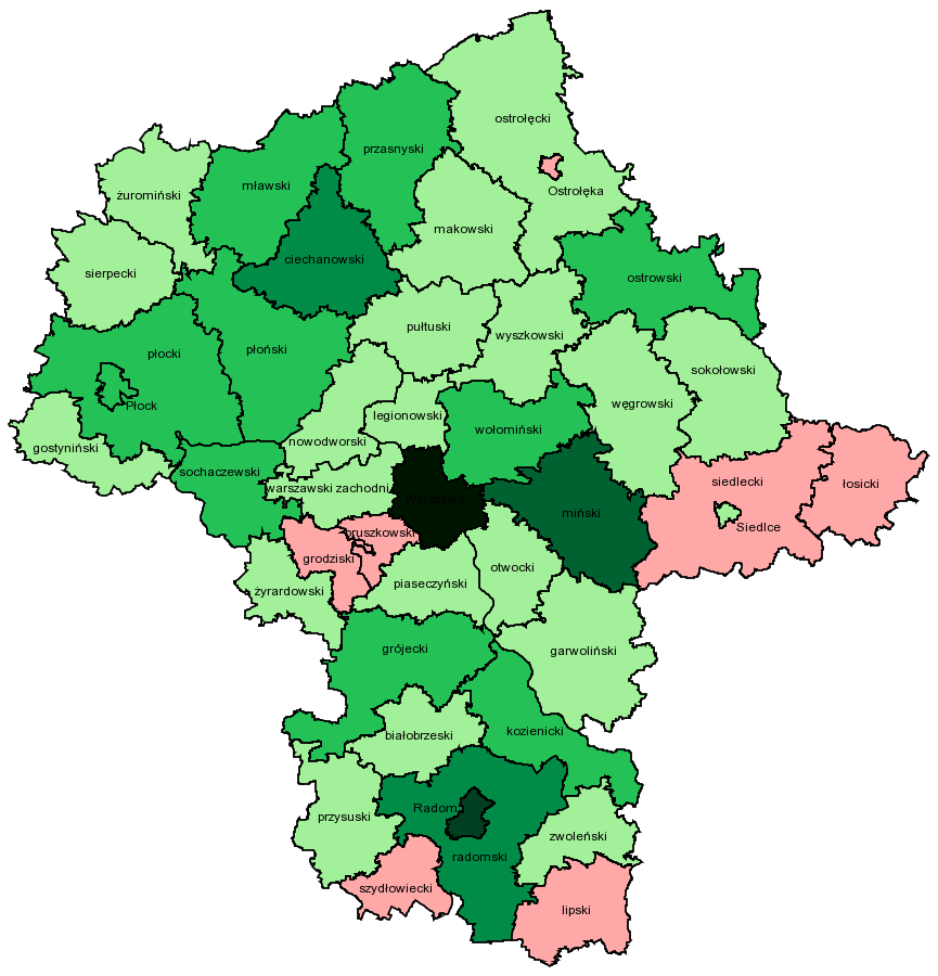 WZROST/SPADEK LICZBY BEZROBOTNYCH W ODNIESIENIU DO POPRZEDNIEGO MIESIACA [OSOBY] poniżej -1 000 [1] -999 do -480 [1] -479 do -360 [1] -359