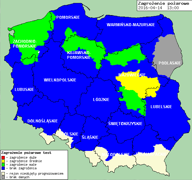 Zagrożenie pożarowe w lasach Ostrzeżenia hydro/meteo B R A K