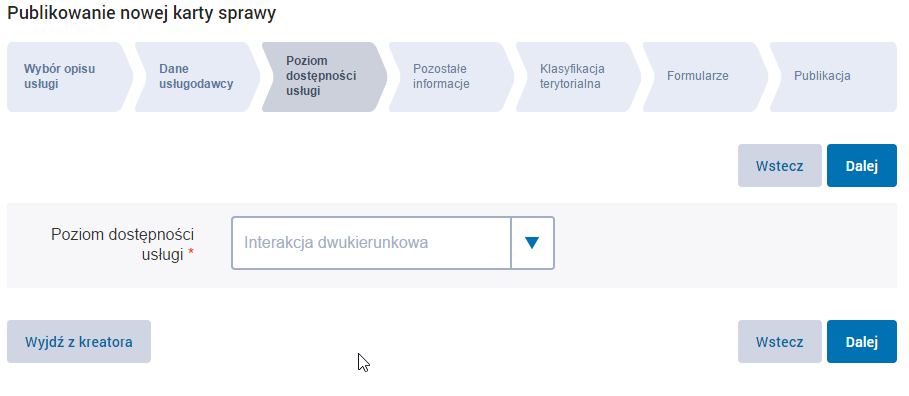 W oknie które się pojawi należy kliknąć przycisk Dodaj kartę sprawy, a następnie z listy kart usług dostępnych i potwierdzonych przez administratorów epuap wskazać właściwą dla danego