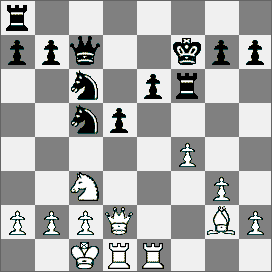 22.Obrona francuska [C14] IM Langeweg (Holandia) IM Aaron (Indie) 1.e4 e6 2.d4 d5 3.Sc3 Sf6 4.Gg5 Ge7 5.e5 Sfd7 6.Ge7 He7 7.f4 0 0 8.Sf3 f5 9.ef6 Wf6 10.Hd2 c5 11.dc5 Sc5 12.0 0 0 Gd7 13.g3 Ge8 14.