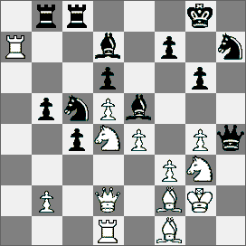 32.Obrona Nowoczesny Benoni [A60] Aloni (Izrael) GM Lengyel (Węgry) 1.d4 Sf6 2.c4 c5 3.d5 e6 4.Sc3 ed5 5.cd5 d6 6.g3 g6 7.Gg2 Gg7 8.e4 0 0 9.Sge2 Sbd7 10.0 0 a6 11.a4 Hc7 12.h3 c4 13.Ge3 Sc5 14.