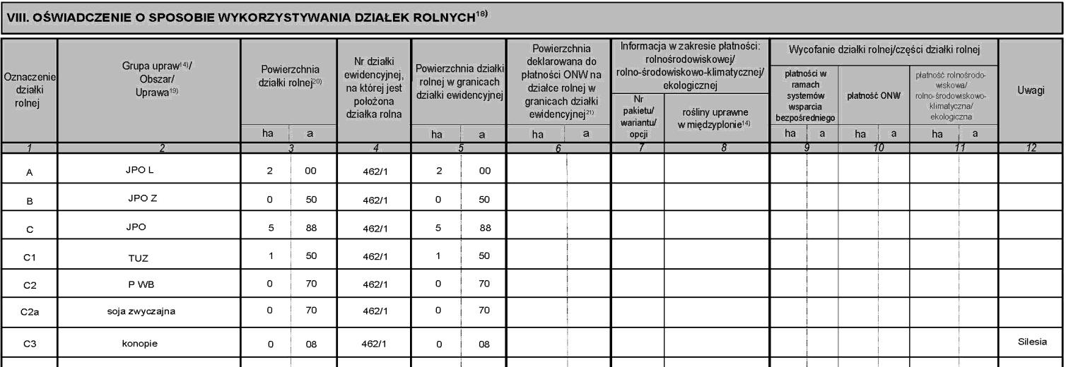 W gospodarstwie znajduje się powierzchnia zalesiona jesienią 2008 roku rolnik ubiega się o wypłatę pomocy na zalesianie, dlatego wypełnia checkbox w tytule wniosku, że ubiega się o wypłatę pomocy na