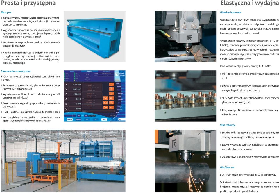 ci; przesuwne, w pe ni otwierane drzwi u atwiaj dost p do sto u roboczego Sterowanie numeryczne P30L - najnowszej generacji panel kontrolny Prima Electro: Przyjazna u ytkownikowi, p aska konsola z