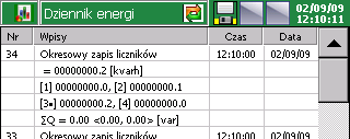 W Dzienniku alarmów zapisywane są wiadomości uŝytkownika, informacje o rodzaju alarmów, źródle sygnału alarmowego, czasie i dacie ich wystąpienia.