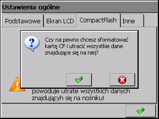 Szybkie formatowanie karty CF Formatowanie pełne karty CF usuwa wszystkie pliki z karty, ale nie skanuje karty w poszukiwaniu uszkodzonych sektorów.