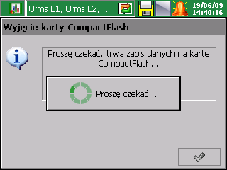 8.1.6. Wyjęcie / wymiana karty CF, zapis danych archiwalnych Chcąc wyjąć kartę CF z analizatora (bez ew.