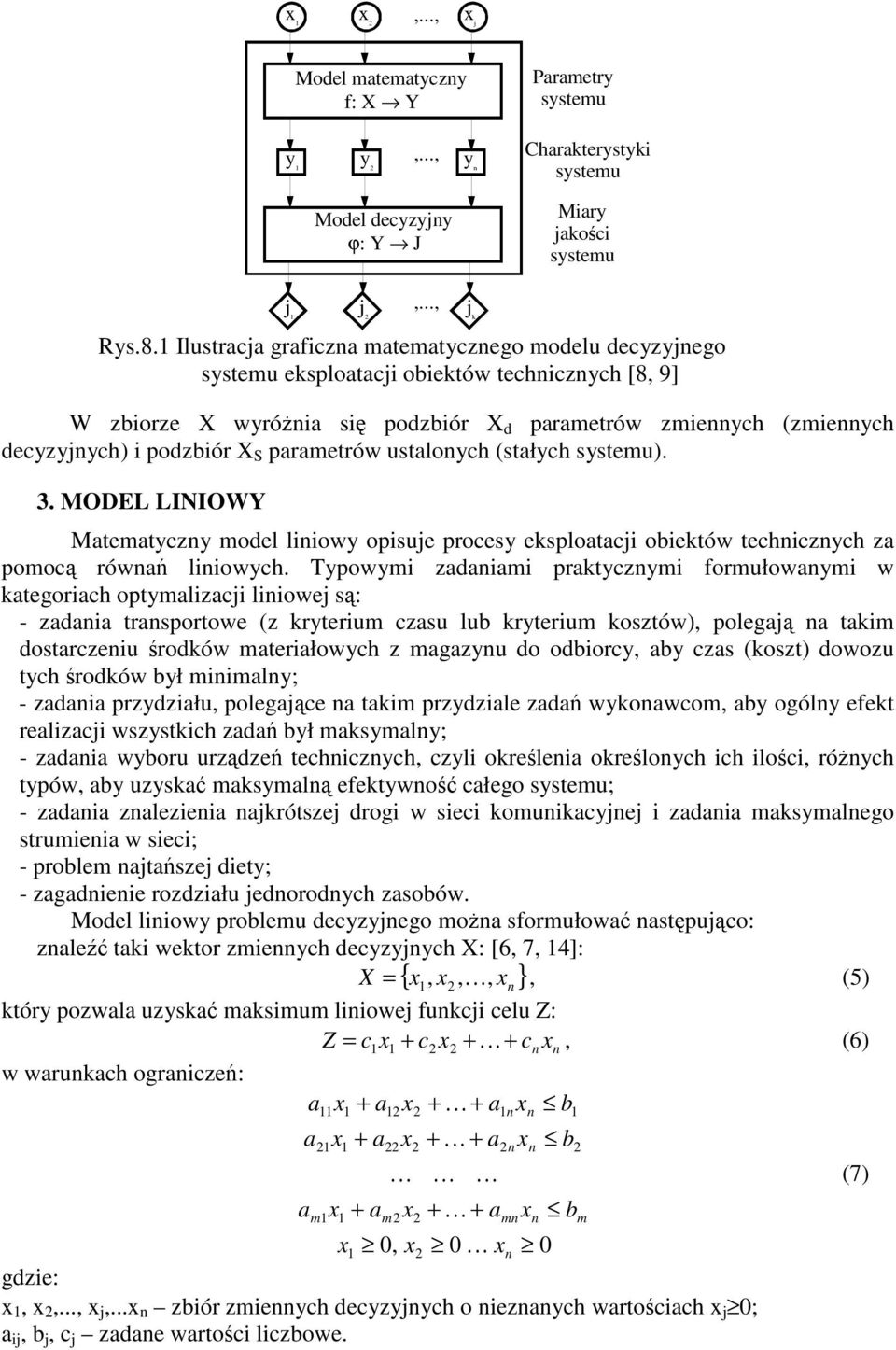 (sałych sysemu).. MODL LINIOWY Maemayczny model lnowy osuje rocesy esloaacj obeów echncznych za omoc równa lnowych.