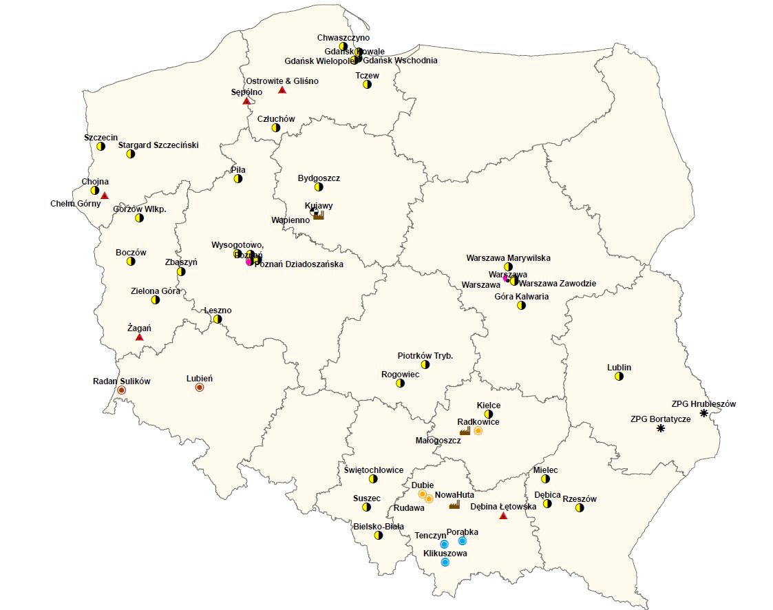 Geografia rynku Technologia betonu wałowanego - potencjał Pięć województw: West: