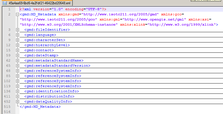 3.4.1.1 Analiza pliku XML metadanych Rysunek 15. Fragment pliku XML metadanych 3.4.1.2 Hierarchia elementów metadanych w pliku XML Rysunek 16.