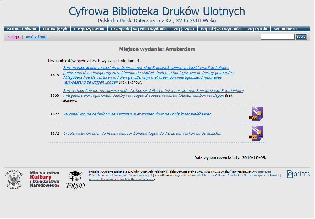 Lista druków W. Gruszczyński, M.