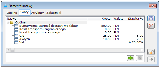 Rys. 1.18 FWS, Element transakcji, zakładka: Kwoty.