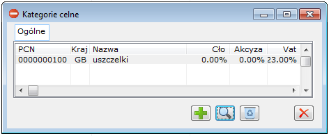 1.16.2 Kategorie celne Okno: Kategorie celne, stanowi ewidencję kategorii celnych, wykorzystywanych w obrocie międzynarodowym.