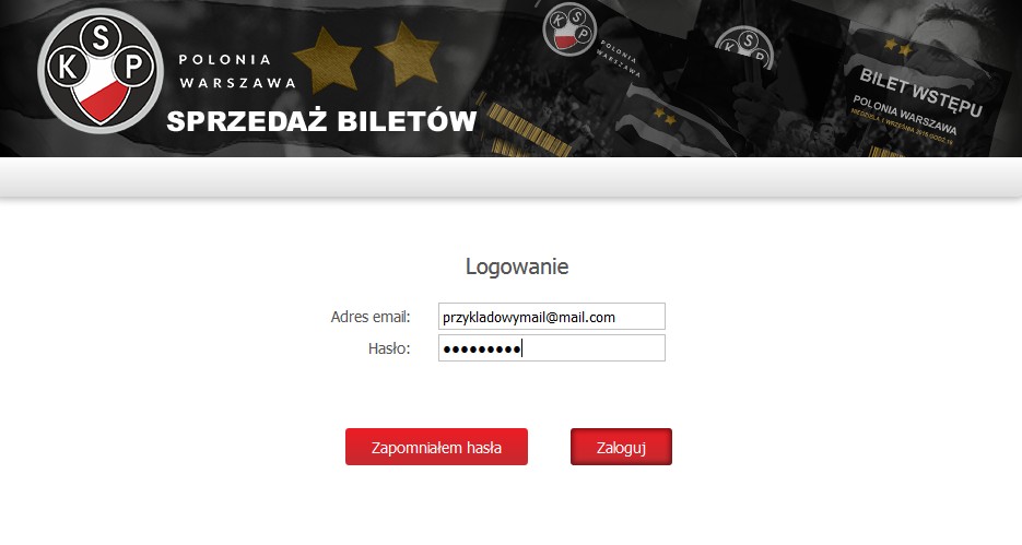 Instrukcja zakupu biletów przez Internet na mecze Polonii Warszawa Spis treści 1. Logowanie do systemu sprzedaży...1 2. Kupowanie biletu dla jednej osoby...2 3.