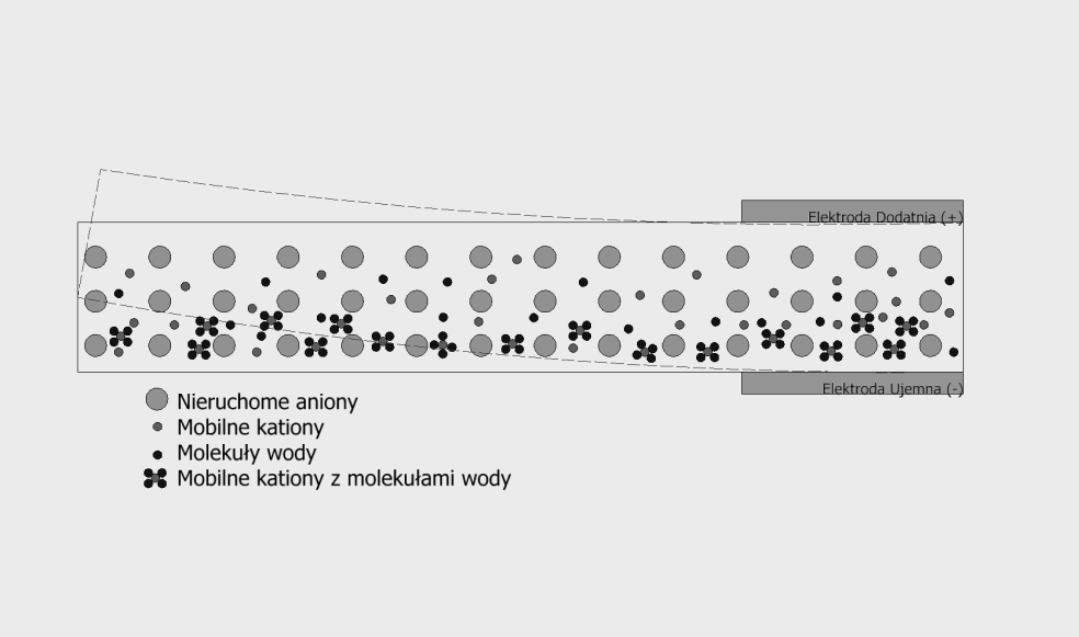 W przypadku rozpatrywania działania elementu jako siłownika należy przyjąć założenie, że elektrody (idealne) są nieprzepuszczalne dla rozpuszczalnika.