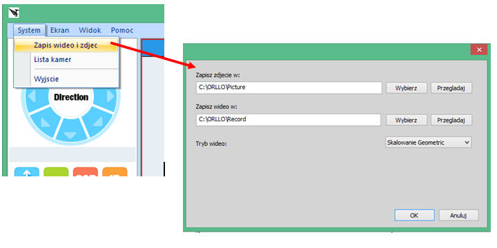 XIII. Nagrywanie na dysk komputera Nagrywanie na dysk komputera Aby nagrać lub wykonać zdjęcie najpierw należy sprawdzić docelowy zapis wideo i zdjęć co pokazane