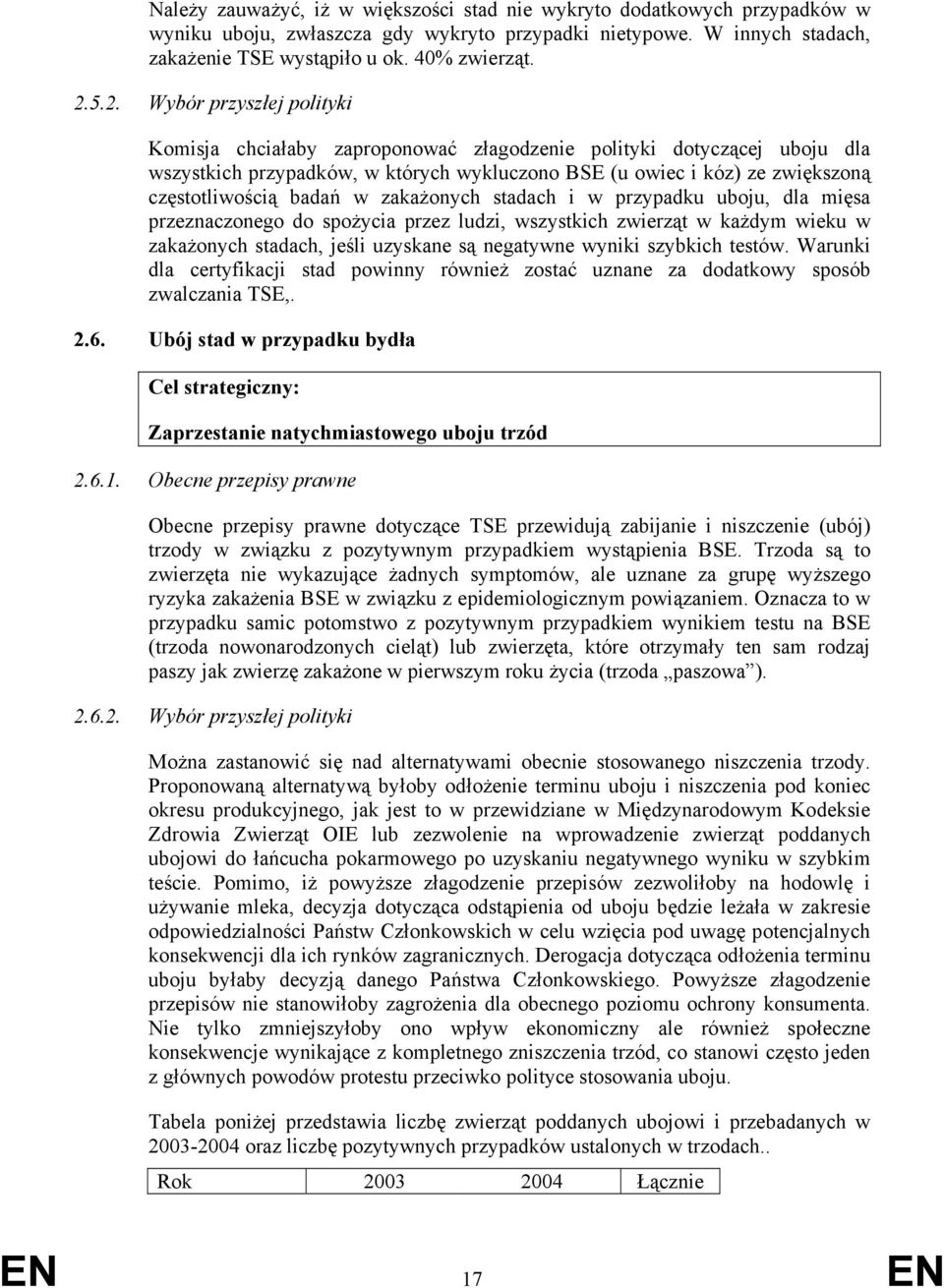 badań w zakażonych stadach i w przypadku uboju, dla mięsa przeznaczonego do spożycia przez ludzi, wszystkich zwierząt w każdym wieku w zakażonych stadach, jeśli uzyskane są negatywne wyniki szybkich