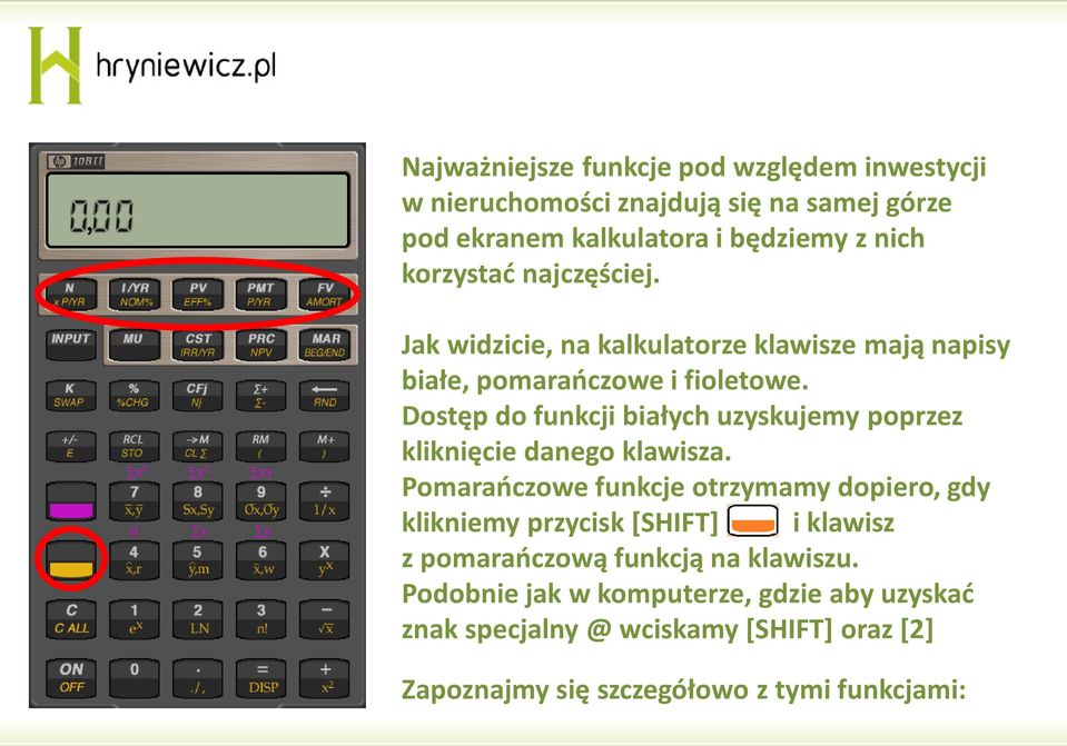 Dostęp do funkcji białych uzyskujemy poprzez kliknięcie danego klawisza.