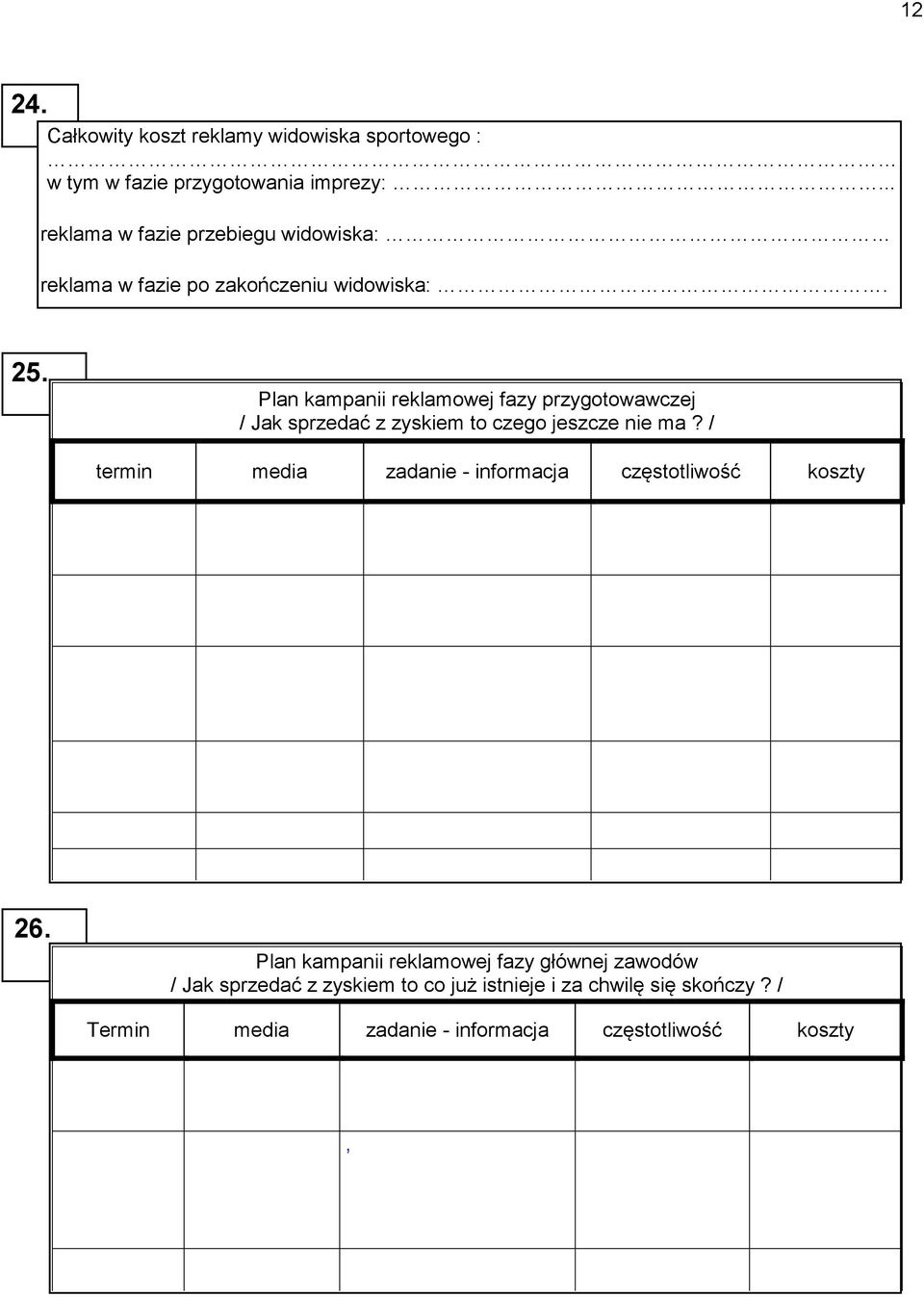 Plan kampanii reklamowej fazy przygotowawczej / Jak sprzedać z zyskiem to czego jeszcze nie ma?