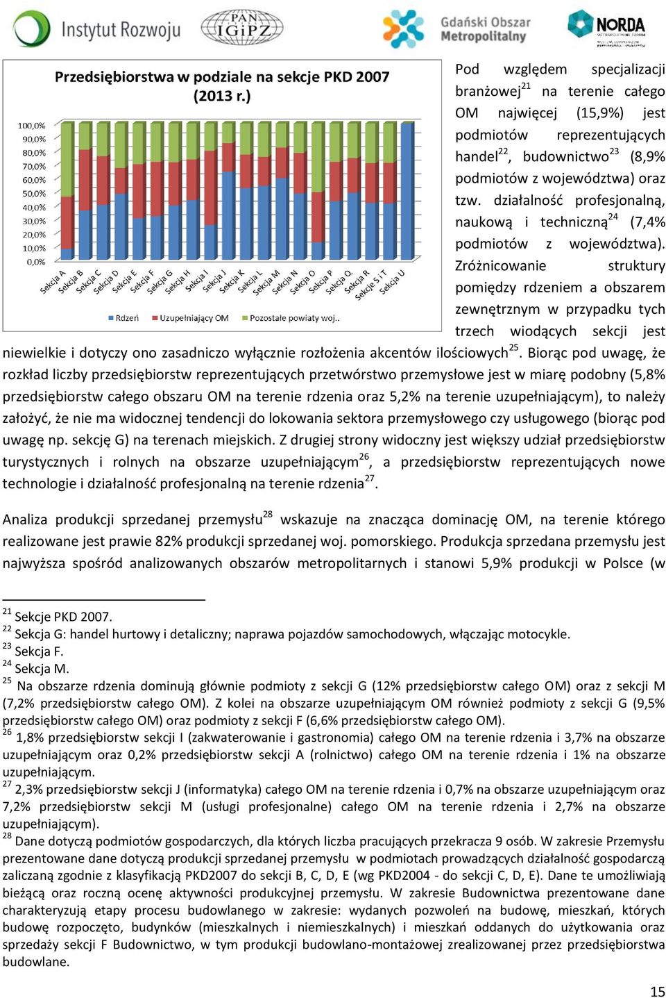 Zróżnicowanie struktury pomiędzy rdzeniem a obszarem zewnętrznym w przypadku tych trzech wiodących sekcji jest niewielkie i dotyczy ono zasadniczo wyłącznie rozłożenia akcentów ilościowych 25.