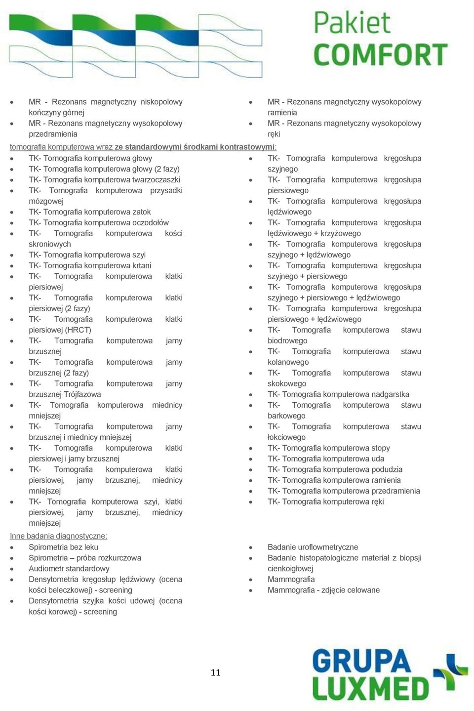 Tomografia komputerowa twarzoczaszki TK- Tomografia komputerowa kręgosłupa TK- Tomografia komputerowa przysadki piersiowego mózgowej TK- Tomografia komputerowa kręgosłupa TK- Tomografia komputerowa