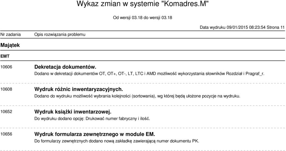 10608 Wydruk różnic inwentaryzacyjnych.