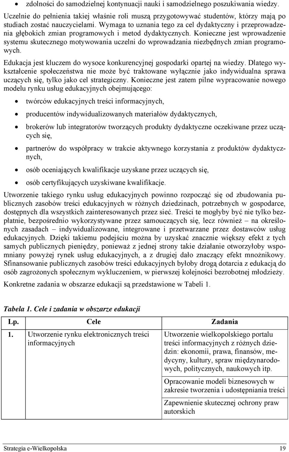 Konieczne jest wprowadzenie systemu skutecznego motywowania uczelni do wprowadzania niezbędnych zmian programowych. Edukacja jest kluczem do wysoce konkurencyjnej gospodarki opartej na wiedzy.