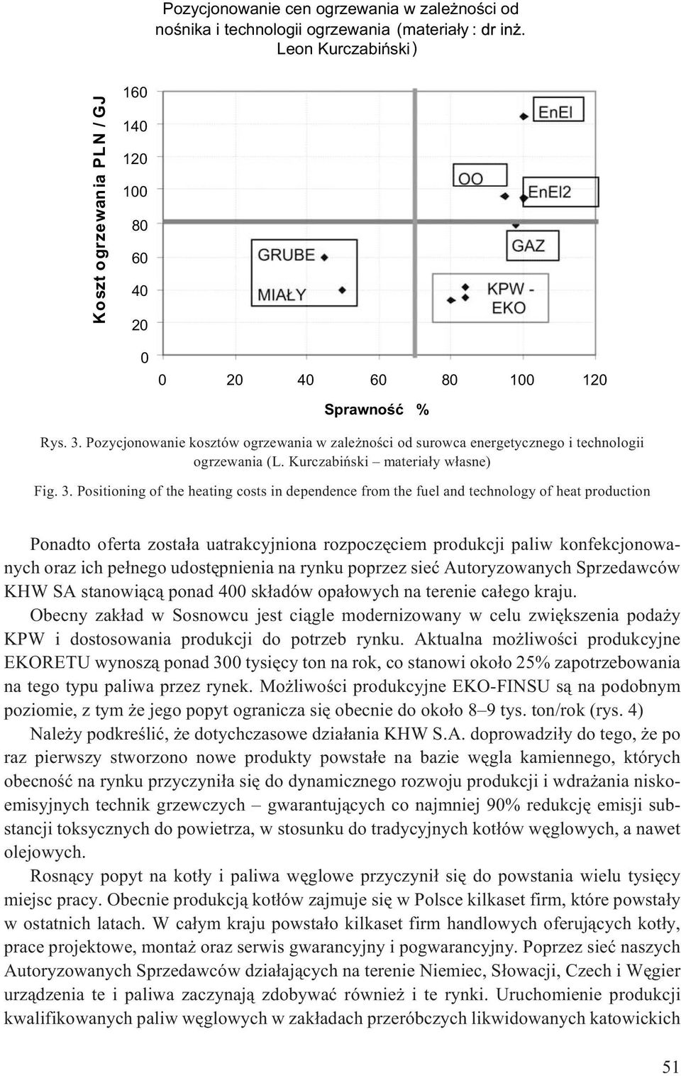 Pozycjonowanie kosztów ogrzewania w zale noœci od surowca energetycznego i technologii ogrzewania (L. Kurczabiñski materia³y w³asne) Fig. 3.