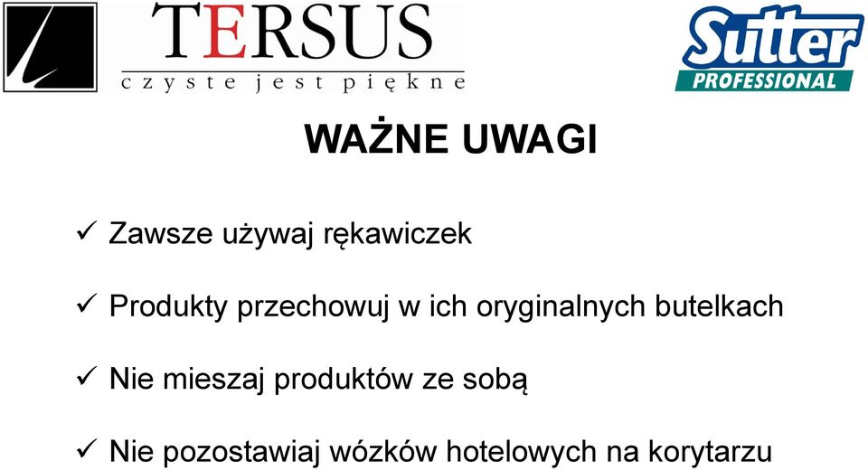 butelkach Nie mieszaj produktów ze sobą