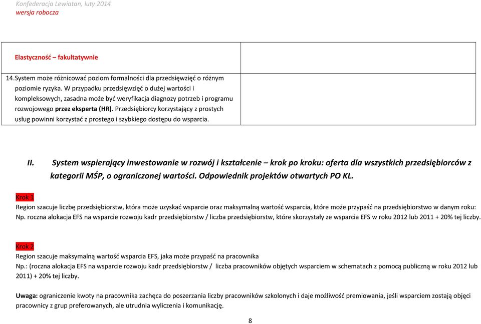 Przedsiębiorcy korzystający z prostych usług powinni korzystać z prostego i szybkiego dostępu do wsparcia. II.