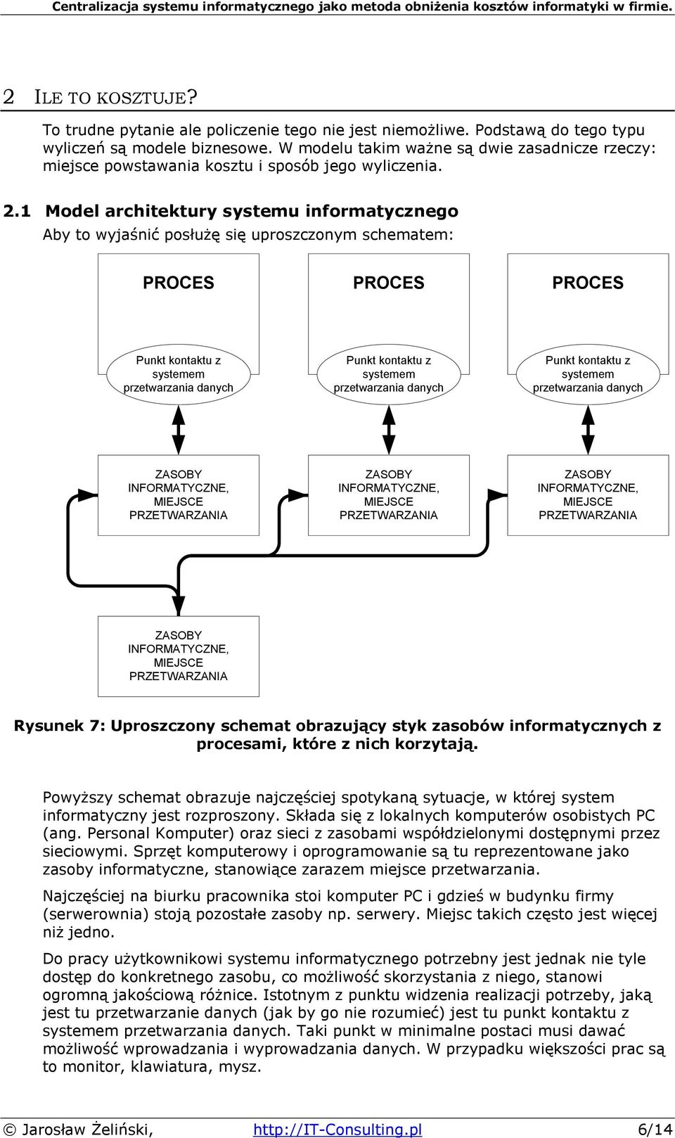 1 Model architektury systemu informatycznego Aby to wyjaśnić posłużę się uproszczonym schematem: Punkt kontaktu z systemem przetwarzania danych Punkt kontaktu z systemem przetwarzania danych Punkt