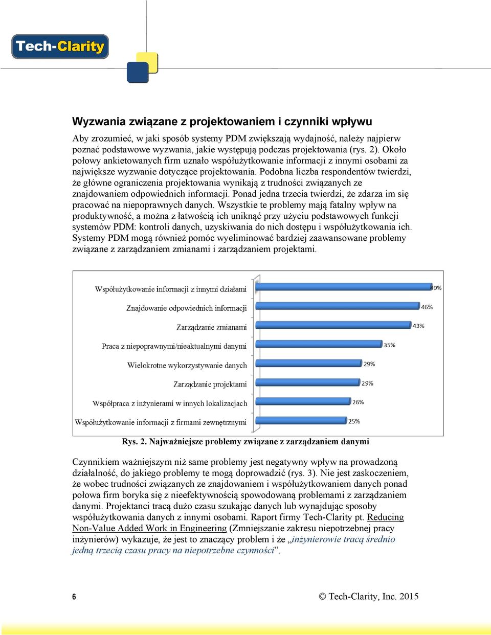 Podobna liczba respondentów twierdzi, że główne ograniczenia projektowania wynikają z trudności związanych ze znajdowaniem odpowiednich informacji.