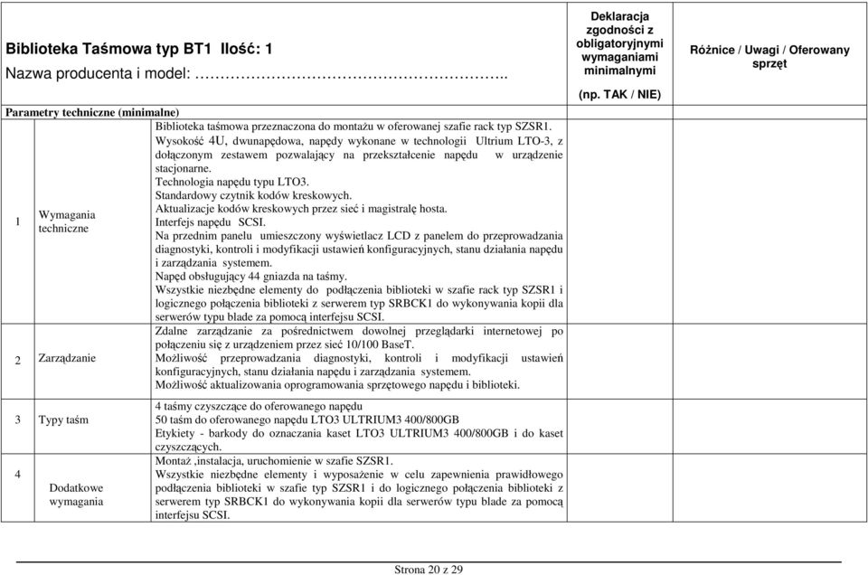 Wysokość 4U, dwunapędowa, napędy wykonane w technologii Ultrium LTO-3, z dołączonym zestawem pozwalający na przekształcenie napędu w urządzenie stacjonarne. Technologia napędu typu LTO3.