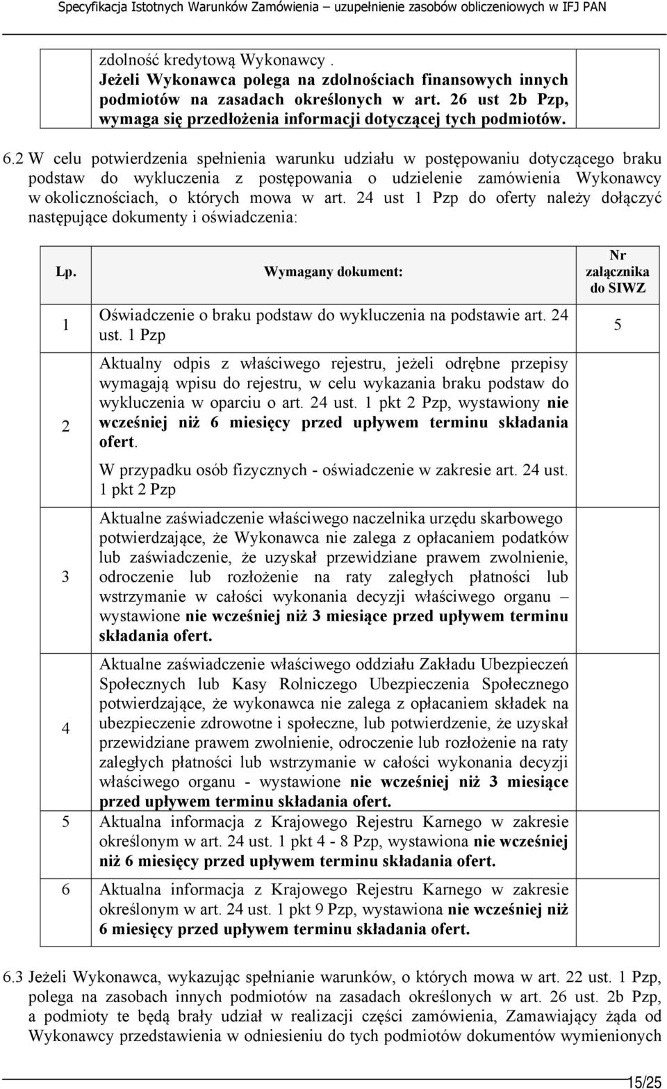 2 W celu potwierdzenia spełnienia warunku udziału w postępowaniu dotyczącego braku podstaw do wykluczenia z postępowania o udzielenie zamówienia Wykonawcy w okolicznościach, o których mowa w art.