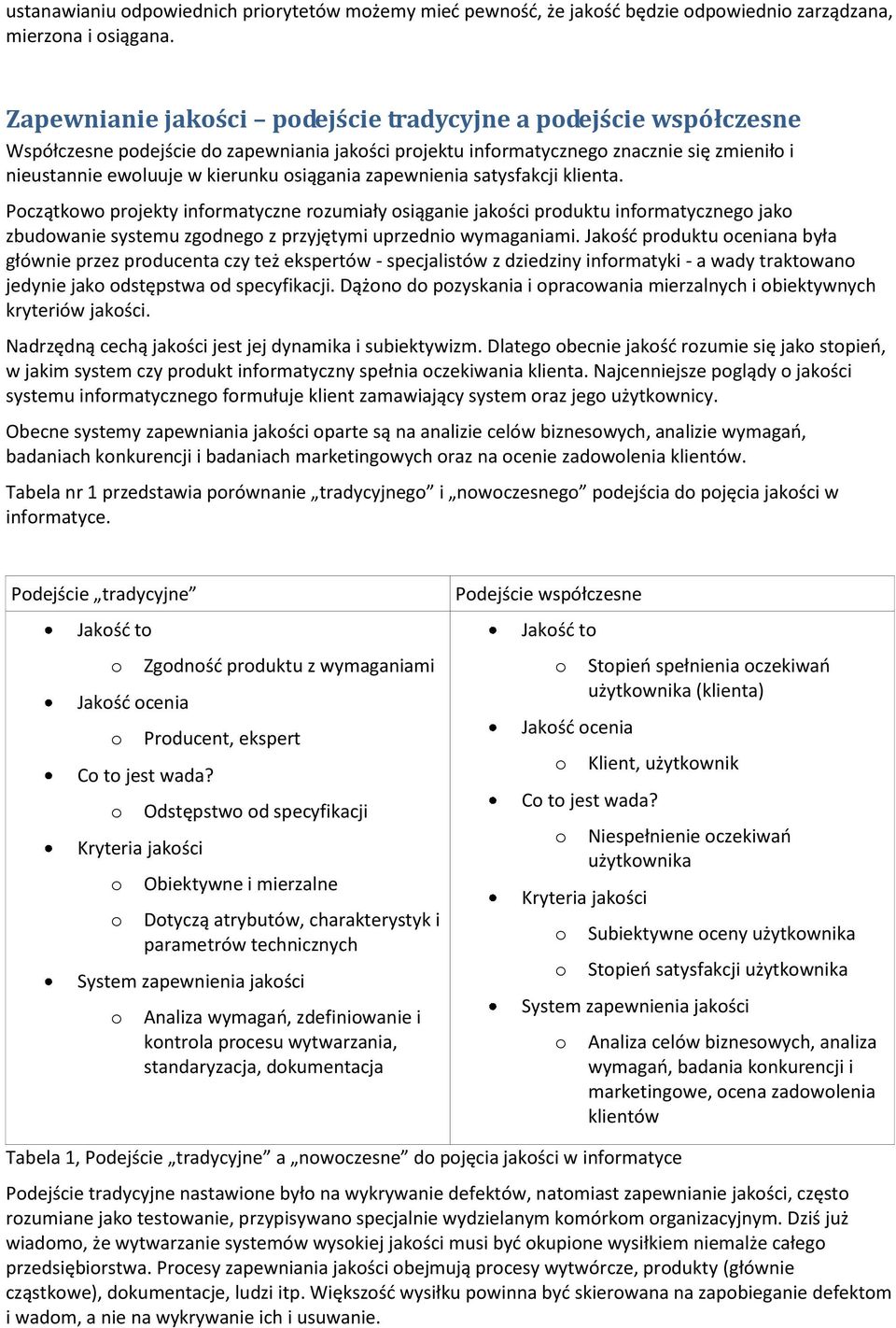 zapewnienia satysfakcji klienta. Pczątkw prjekty infrmatyczne rzumiały siąganie jakści prduktu infrmatyczneg jak zbudwanie systemu zgdneg z przyjętymi uprzedni wymaganiami.