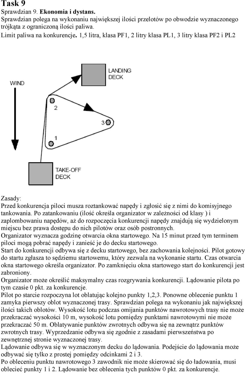 Po zatankowaniu (ilość określa organizator w zależności od klasy ) i zaplombowaniu napędów, aż do rozpoczęcia konkurencji napędy znajdują się wydzielonym miejscu bez prawa dostępu do nich pilotów