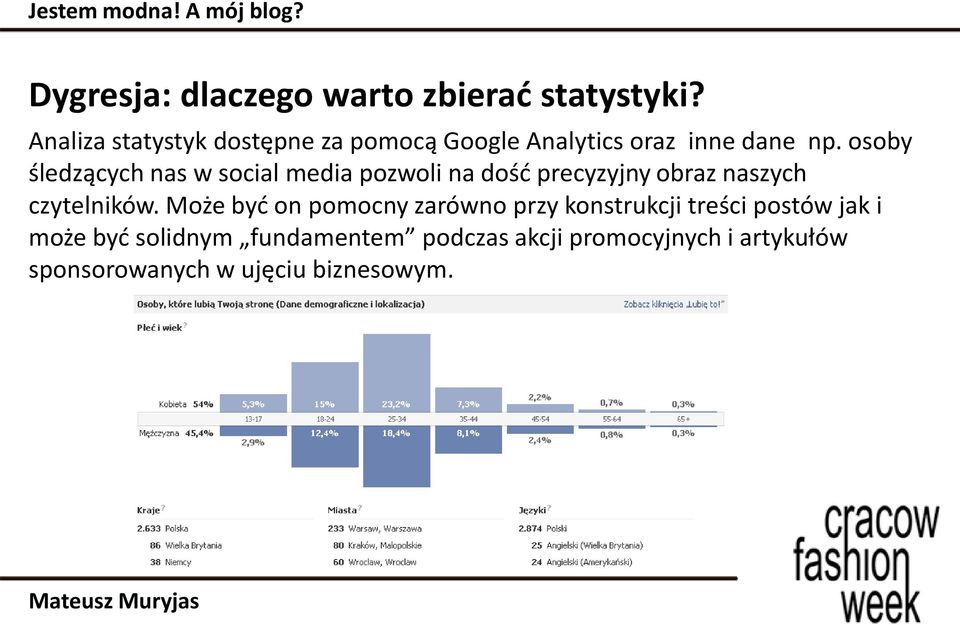 osoby śledzących nas w social media pozwoli na dość precyzyjny obraz naszych czytelników.