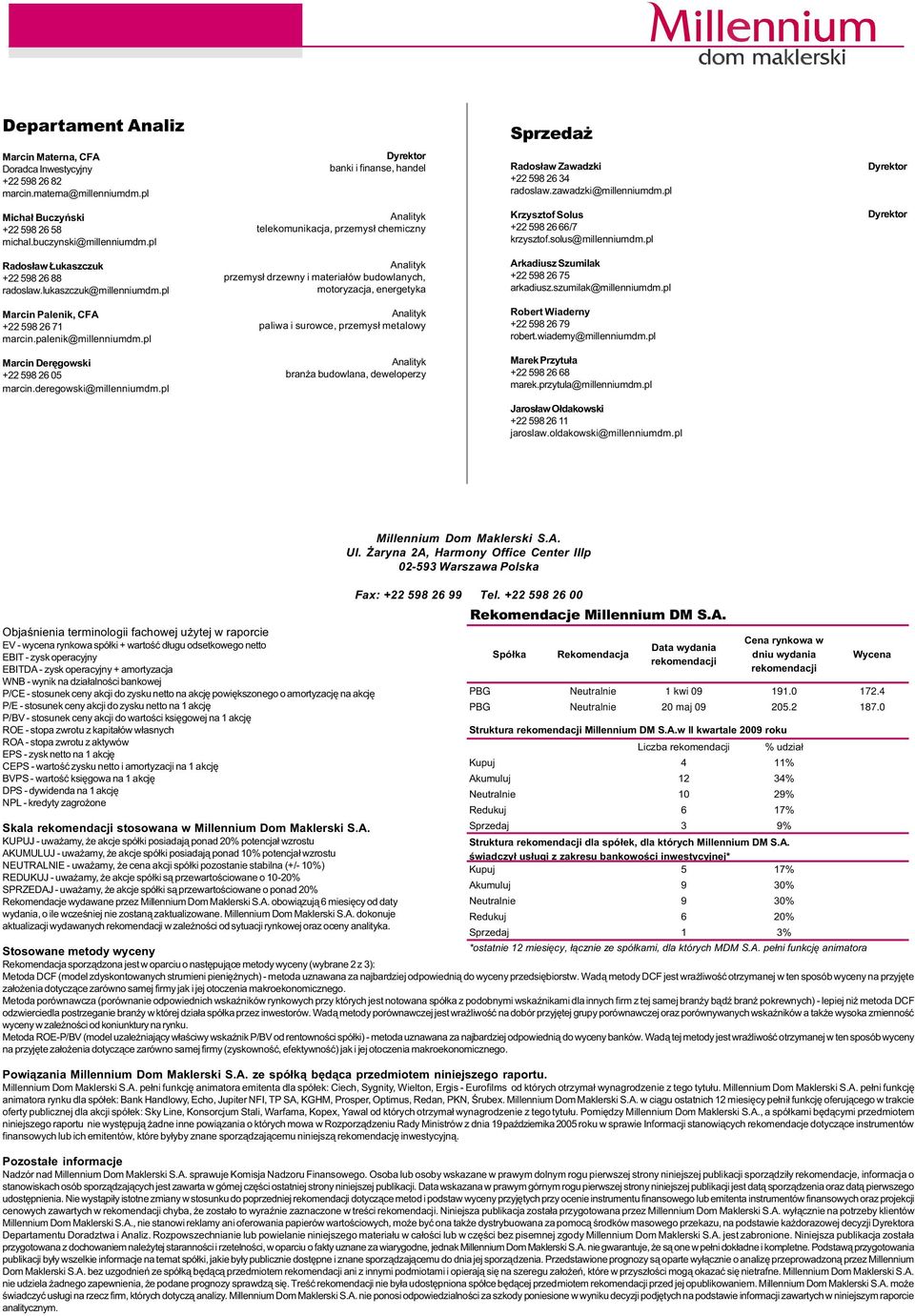 solus@millenniumdm.pl Dyrektor Rados³aw ukaszczuk +22 598 26 88 radoslaw.lukaszczuk@millenniumdm.