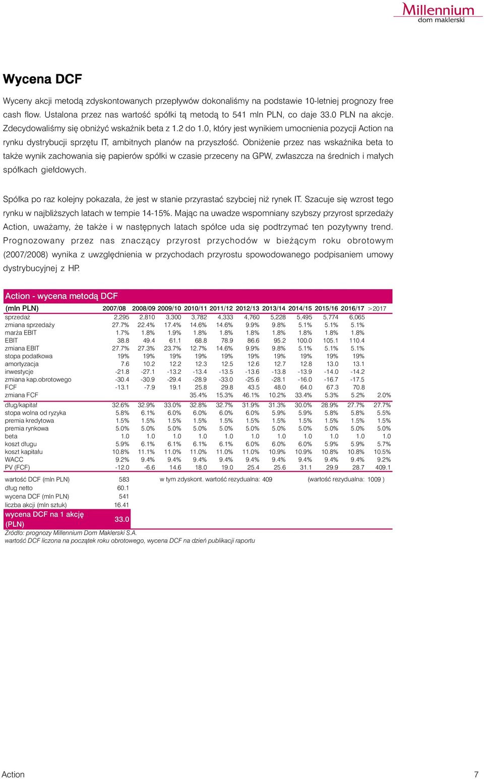 Obniżenie przez nas wskaźnika beta to także wynik zachowania się papierów spółki w czasie przeceny na GPW, zwłaszcza na średnich i małych spółkach giełdowych.