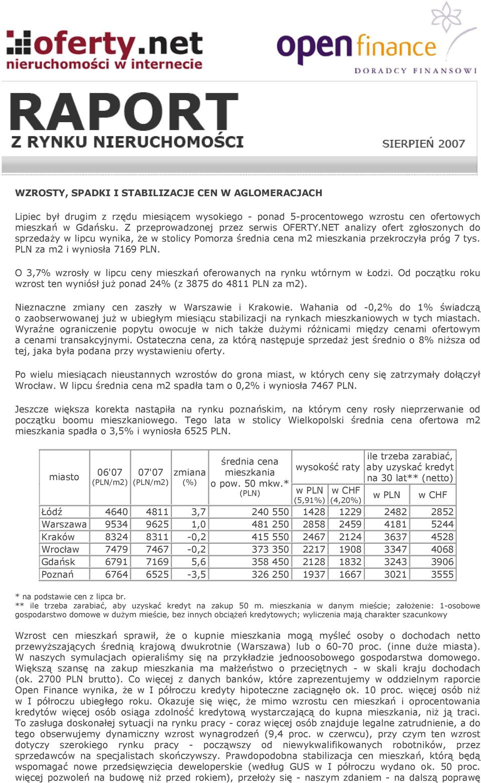 O 3,7% wzrosły w lipcu ceny mieszkań oferowanych na rynku wtórnym w Łodzi. Od początku roku wzrost ten wyniósł już ponad 24% (z 3875 do 4811 PLN za m2).