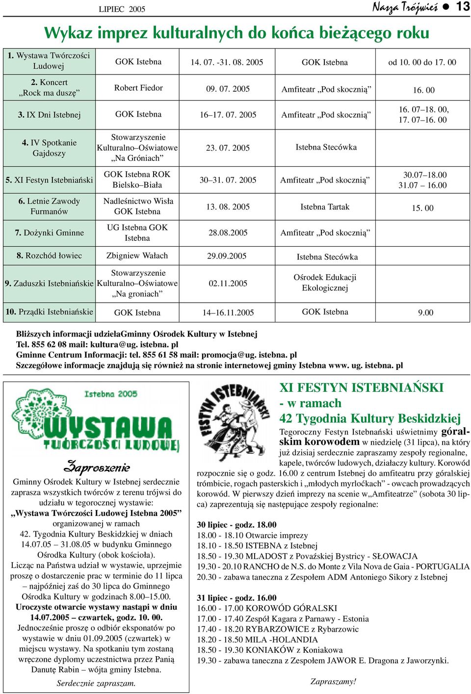 XI Festyn Istebniañski 6. Letnie Zawody Furmanów 7.