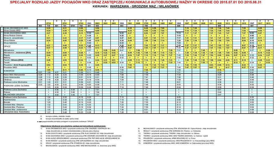 W-WA ŚRÓMIEŚIE WK 0:20 1) 4:31 1) 5:06 1) 5:56 1) 6:30 1) 6:46 1) 6:50 1) 7:00 1) 7:10 1) 7:20 1) 7:30 1) 7:36 1) 7:40 1) 7:50 1) 8:00 1) 1 W-wa Ochta WK 0:24 2) 4:35 2) 5:10 2) 6:00 2) 6:34 2) 6:50