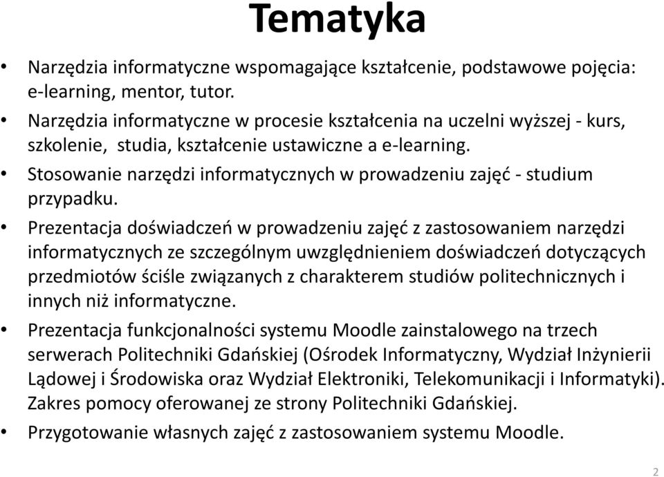 Stosowanie narzędzi informatycznych w prowadzeniu zajęć - studium przypadku.