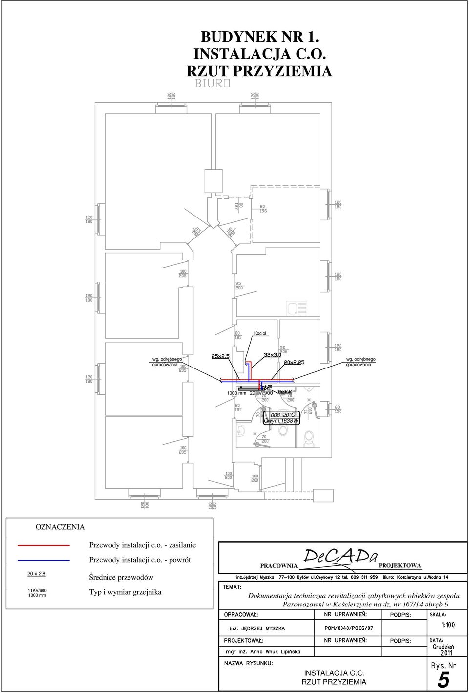 odrębnego opracowania 1000 mm 22KV/900 008 20 C Qwym:1638W 20 x 2,8 Przewody