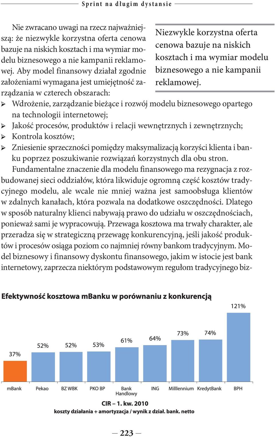 Aby model finansowy działał zgodnie założeniami wymagana jest umiejętność zarządzania w czterech obszarach: na technologii internetowej; Kontrola kosztów; Niezwykle korzystna oferta cenowa bazuje na